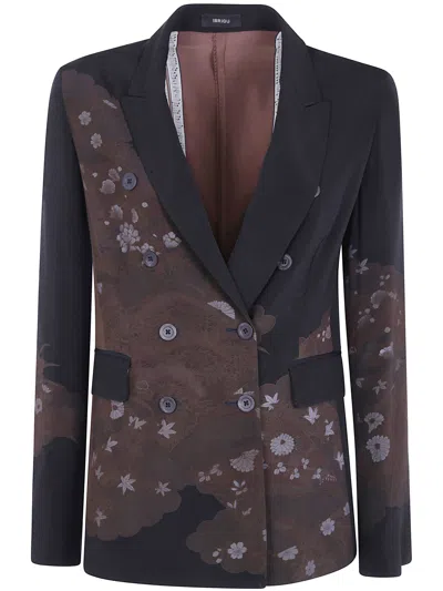 Ibrigu Jacket Double Breasted "traditional Kimono" In Black