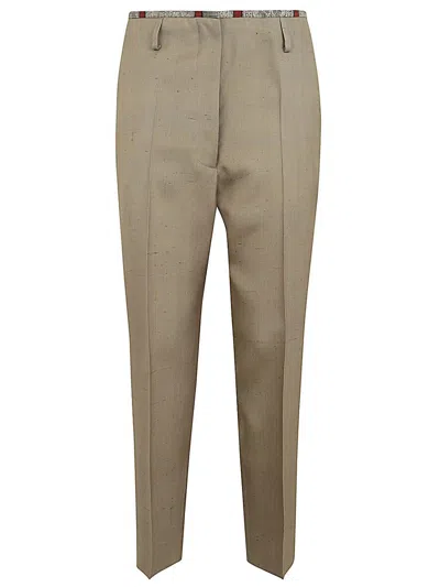Ibrigu Cropped Silk Trousers In Brown