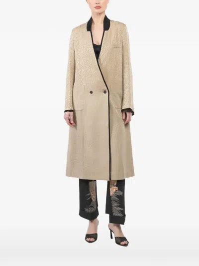 Ibrigu Juban Floral-pattern Trim Coat In Neutral