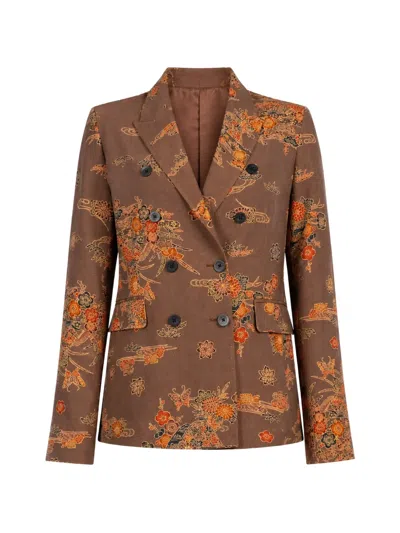 Ibrigu Komon Floral-print Blazer In Brown
