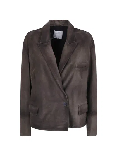 Ibrigu Embroidered And Printed Suede Jacket In Brown