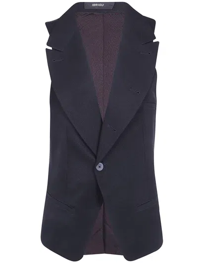 Ibrigu Long Vest "haori" In Black