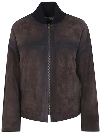 Ibrigu Reversible Leather Bomber Jacket Clothing In Brown