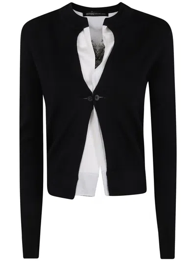 Ibrigu Reversible Printed Knit Cardigan Clothing In Black