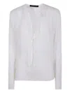 Ibrigu Silk Shirt With Ruffles In White