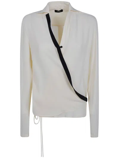 Ibrigu Shirt Asymmetrical Silk "silk Shirt With Contrasting Bias" In White