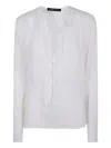 Ibrigu Silk Shirt With Ruffles In White
