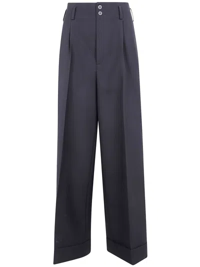 Ibrigu Wide Leg Wool Trousers In Blue