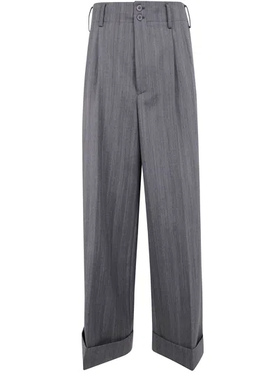 Ibrigu Wide Leg Wool Trousers In Gray