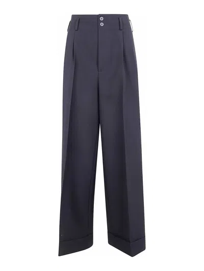 Ibrigu Wide Leg Wool Trousers In Black