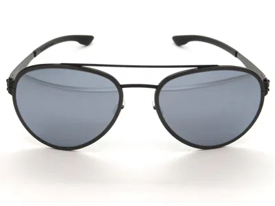 Pre-owned Ic! Berlin Ic Berlin Ferrum Gunmetal/matte Black Mirrored 59mm Aviator Sunglasses