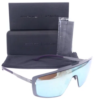 Pre-owned Ic! Berlin Ic Berlin Mb Shield 03 Aubergine/blue Mirrored Lens Authentic Sunglasses 141mm In Electric Blue Mirrored