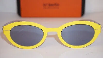 Pre-owned Ic! Berlin Ic Berlin Sunglasses Neon Acid Yellow Silver Silver Black Mirror 47 25 145