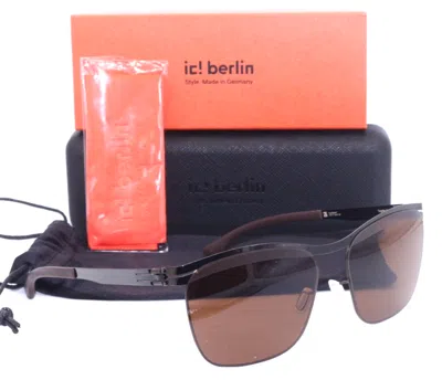 Pre-owned Ic! Berlin Ic Berlin Tegeler See Gun Metal With Brown Lens Authentic Sunglasses 56-15