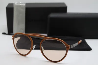 Pre-owned Ic! Berlin Ic Berlin The Sidekick Graphite Caramel Authentic Sunglasses W/case 50-24 In Brown