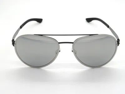 Pre-owned Ic! Berlin Ic Berlin Ferrum Pearl/gunmetal Mirrored 59mm Authentic Aviator Sunglasses In Silver Mirror