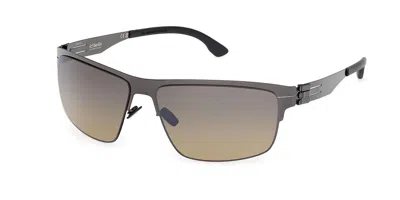 Ic! Berlin Ic0061 Nate Polarized 08r Men's Sunglasses Gunmetal Size 63 In Gray