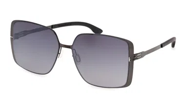 Ic! Berlin Ic0209-d Jinna Asian Fit 08b Women's Sunglasses Gunmetal Size 59 In Gray
