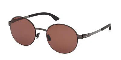 Ic! Berlin Ic0215 Pina 08e Men's Sunglasses Gunmetal Size 53 In Gray