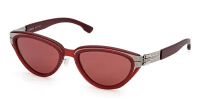 Ic! Berlin Ic0218 Bacall 20s Women's Sunglasses Red Size 55