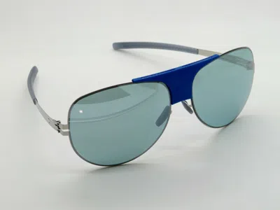 Pre-owned Ic! Berlin Ic Berlin Roadster Pearl-power Blue Aviator Mirrored 62mm Sunglasses In Blue Mirror