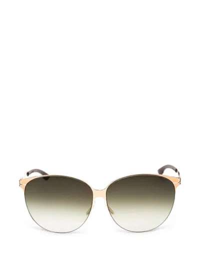 Ic! Berlin Round-frame Sunglasses In Gold
