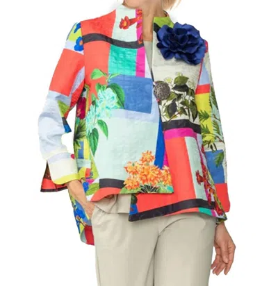 Ic Collection Colorblock Floral Print Jacket In Multi