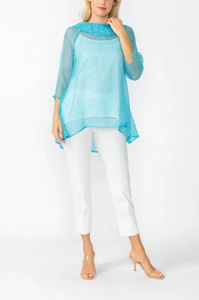 Ic Collection Cowl Neck Tunic Top In Turquoise In Blue