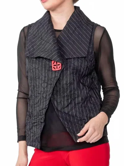 Ic Collection Crushed Stripe Vest In Black In Grey