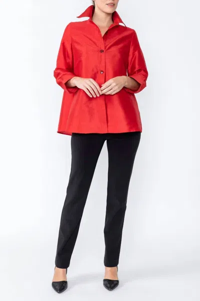 Ic Collection Design Cuff And Back Placket Detail Jacket In Red/orange In Multi