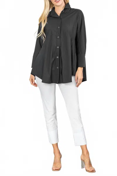 Ic Collection Fold Down Collar Blouse In Black