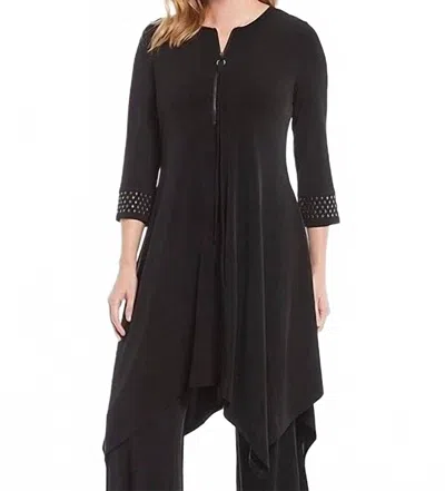 Ic Collection Handkerchief Hem Embellished Tunic In Black