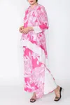 Ic Collection High And Low Chiffon Top In Fuchsia In Pink