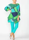 Ic Collection Layered Asymmetrical Tunic In Multi Blue