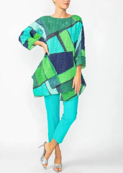Ic Collection Layered Asymmetrical Tunic In Multi Blue