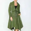 Ic Collection Liquid Shiny Trench Coat In Olive