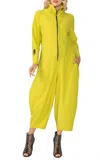 Ic Collection Long Sleeve Jumpsuit With Front Zip In Pear