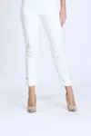 Ic Collection Pearl Detail Ankle Pant In White