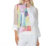 Ic Collection Print Mix One-button Jacket With Asymmetric Hemline In Multi In Multi