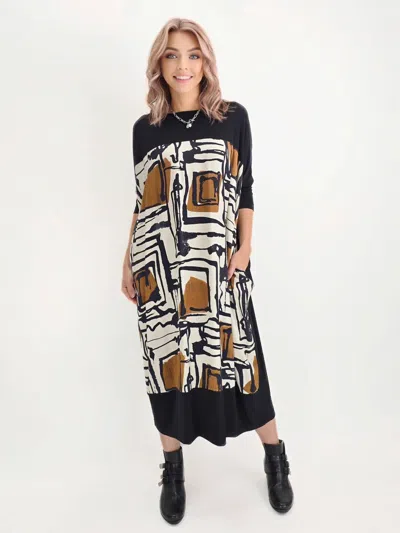 Ic Collection Scarf Midi Dress In Black