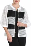 Ic Collection Square Mesh Zipper Jacket In White In White