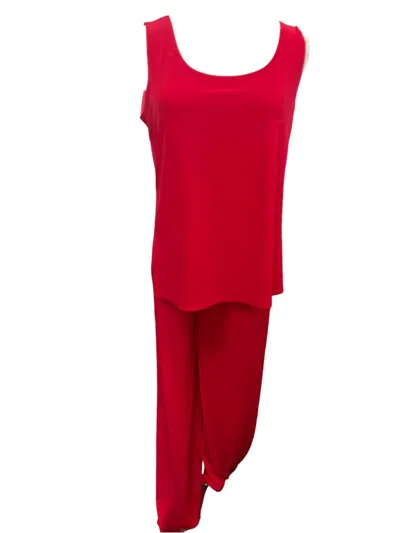 Ic Collection Women's Perfect Match Top And Pants Set In Red