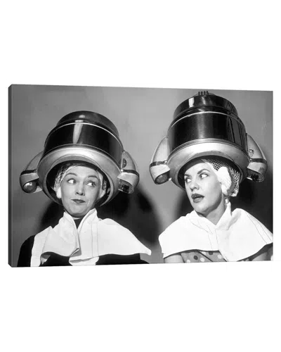 Icanvas 1950s Two Women Sitting Together Gossiping Under Hairdresser Hair Dryer By  Vintage Images Wall Art