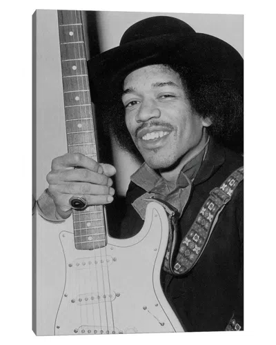 ICANVAS A SMILING JIMI HENDRIX HOLDING HIS GUITAR BY RADIO DAYS WALL ART