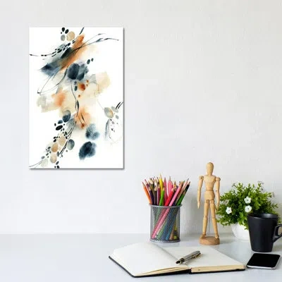 Icanvas Abstract In Blue And Terracotta Iii- Gallery-wrapped Canvas Giclée In White;silver;cream;olivine;swamp Green