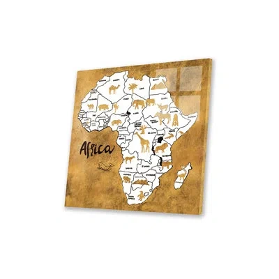Icanvas Africa Map Print On Acrylic Glass In Black;white;green;orange;earls Green;cor