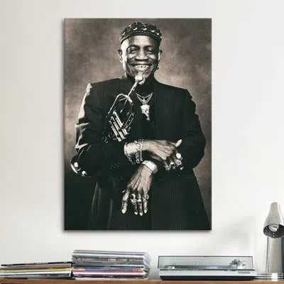 Icanvas African American Saxophone Jazz Player Photographic Print On Canvas In Black;gray