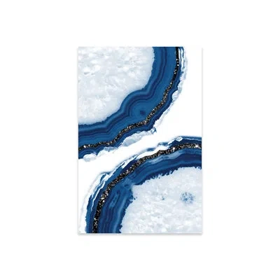 Icanvas Agate Glitter Glam Xiv Print On Acrylic Glass In Blue;black;white;silver;royal Blue;smalt