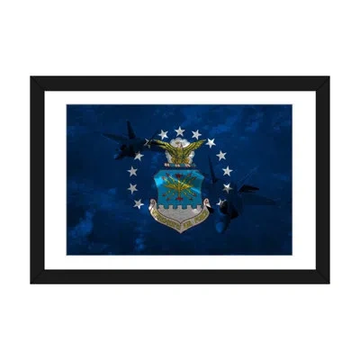 Icanvas Air-force Flag, Raptor Graphic Art On Canvas In Black Framed Fine Art Paper,white