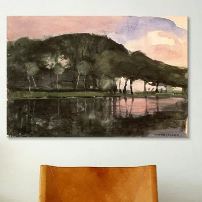 Icanvas 'along The Amstel, 1903' By Piet Mondrian Painting Print On Canvas In Green;pink